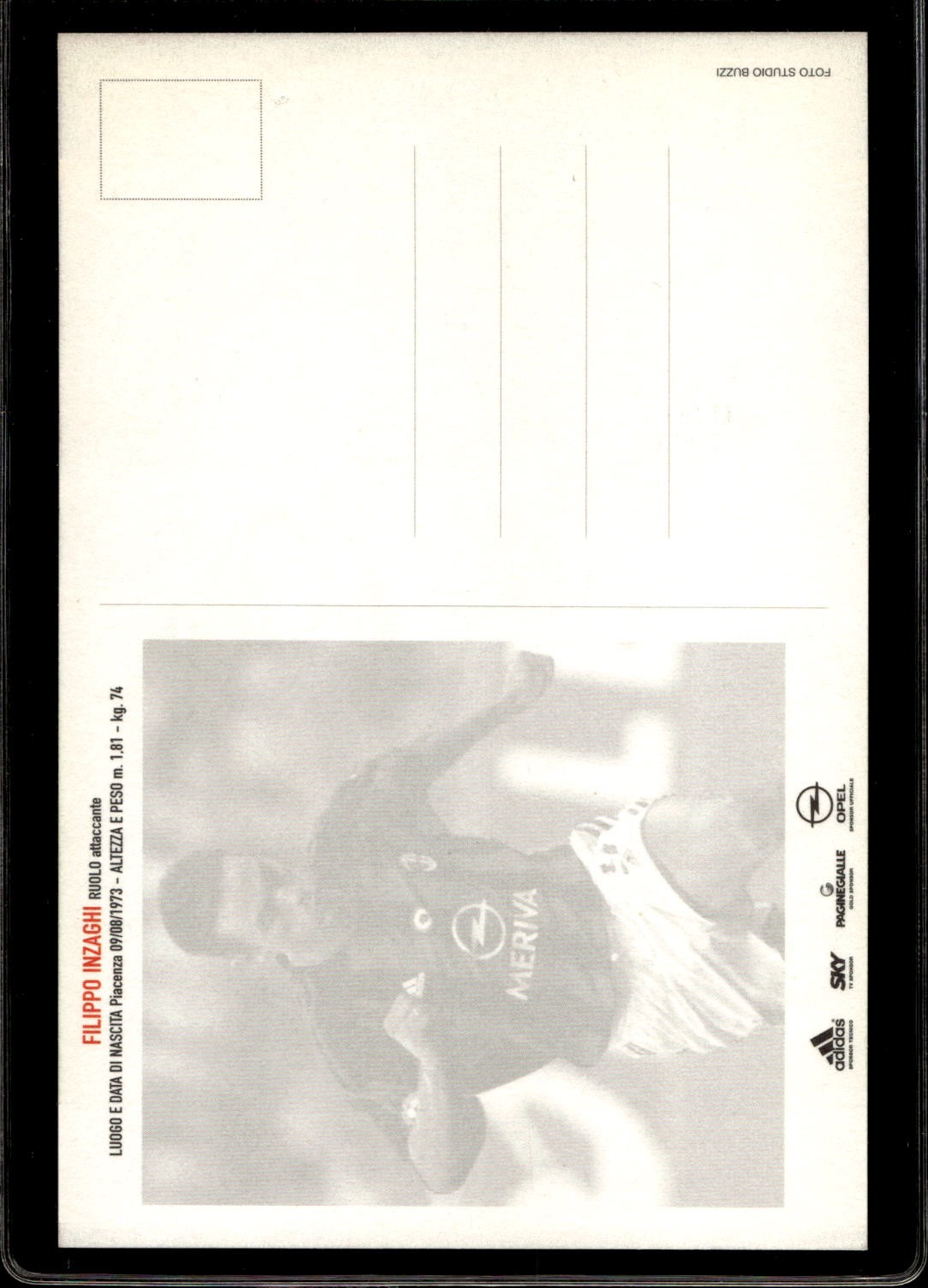 cartolina postcard Calcio Milan con Autografo 2003/04 - Filippo Inzaghi