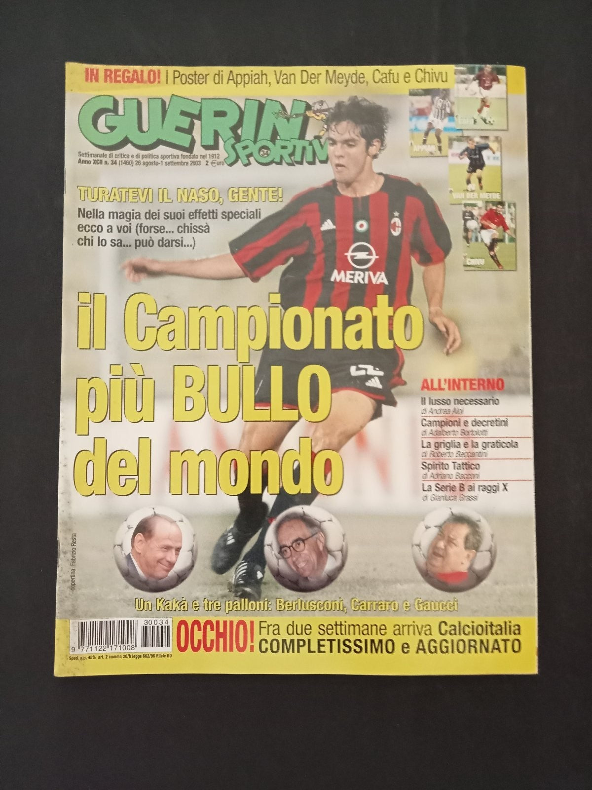 rivista GUERIN SPORTIVO anno 2003 numero 34 - Kaka (con poster)
