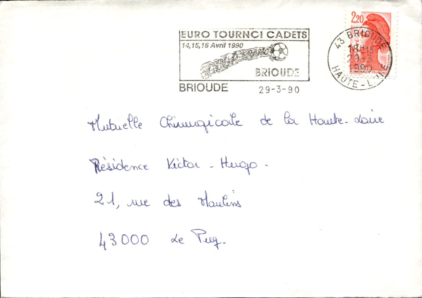 busta primo giorno Brioude 1990