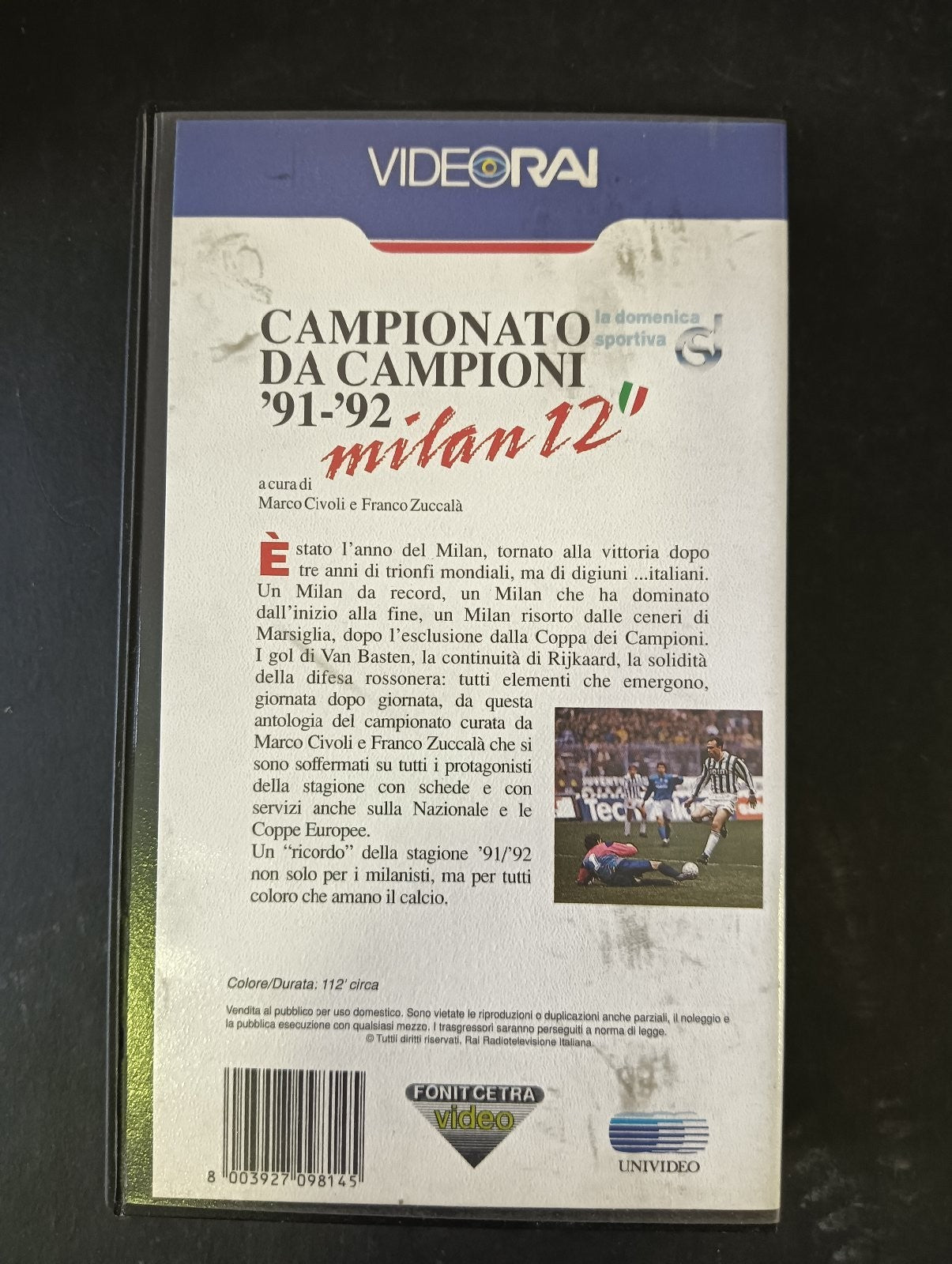 VHS CAMPIONATO DA CAMPIONI '91-'92 MILAN 12 Fonitcetra Video