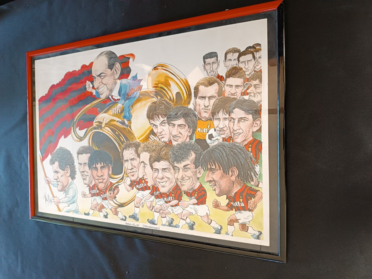 quadro disegno originale Franco BRUNA Milan Calcio Gullit