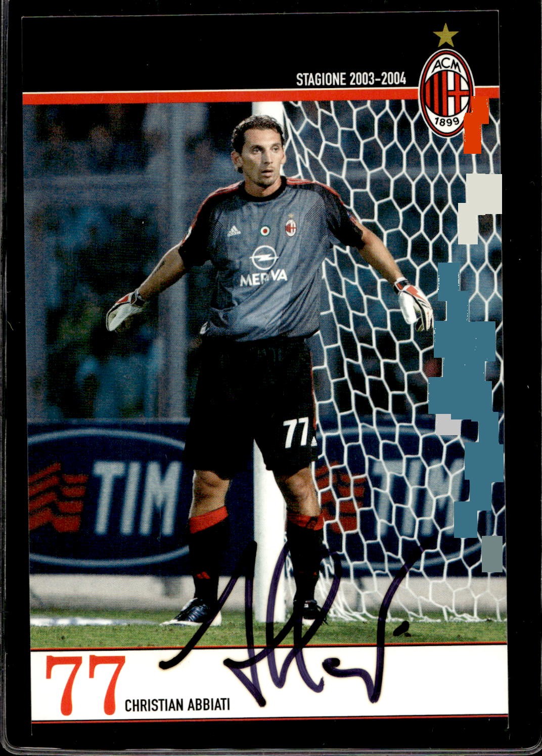 cartolina postcard Calcio Milan con Autografo 2003/04 - Abbiati