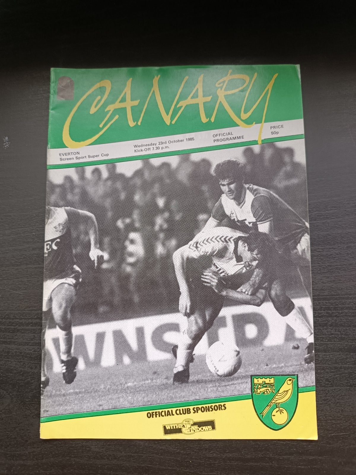 programma calcio Canary V Everton 23rd 1985