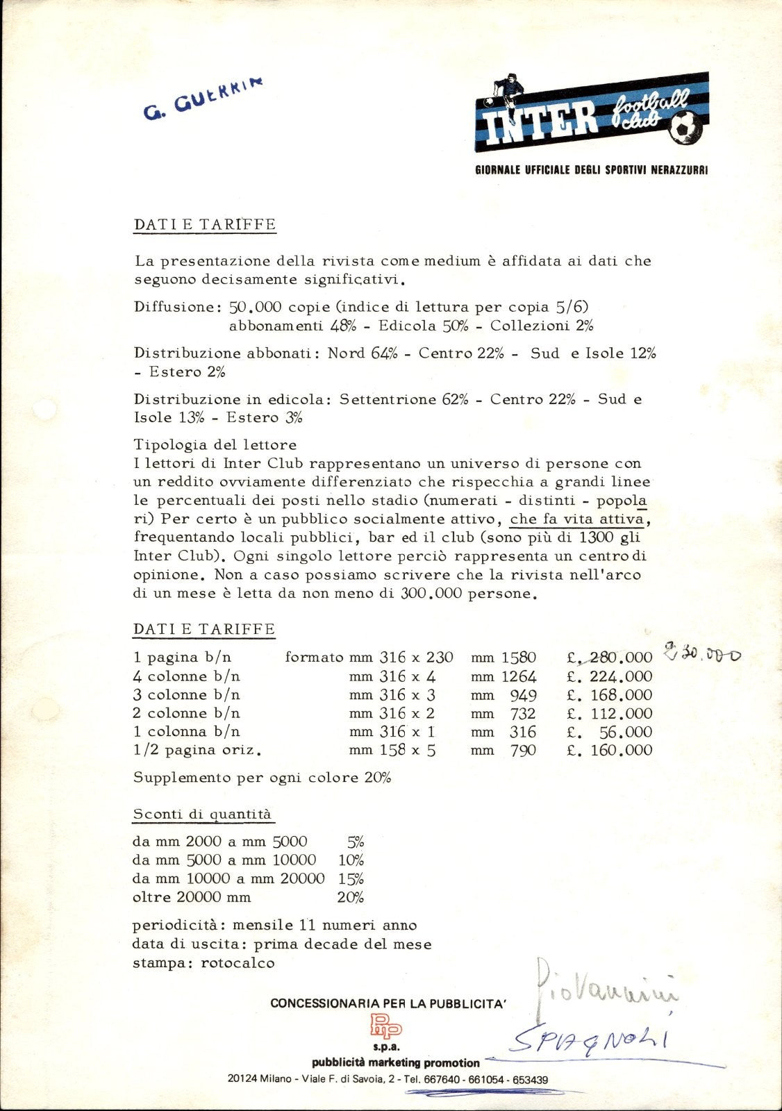 carta intestata societ� sportiva Inter Football Club