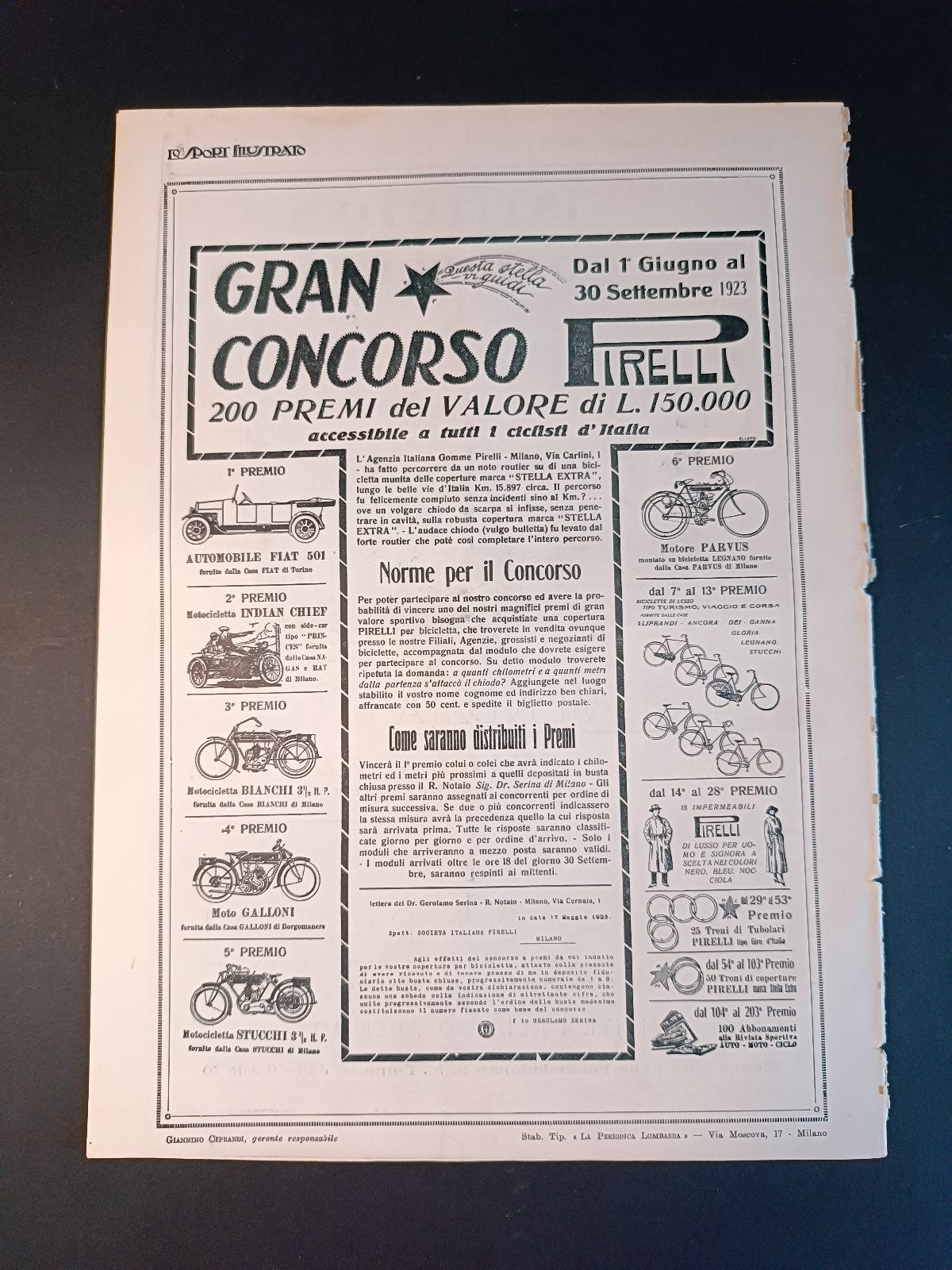 rivista LO SPORT ILLUSTRATO 1923 n 36