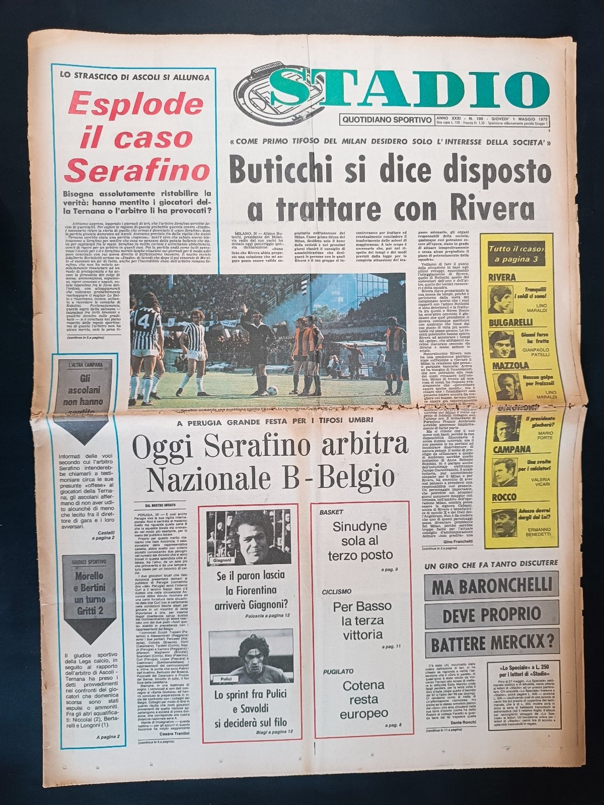 Quotidiano Sportivo STADIO numero 100 anno 1975 - Serafino