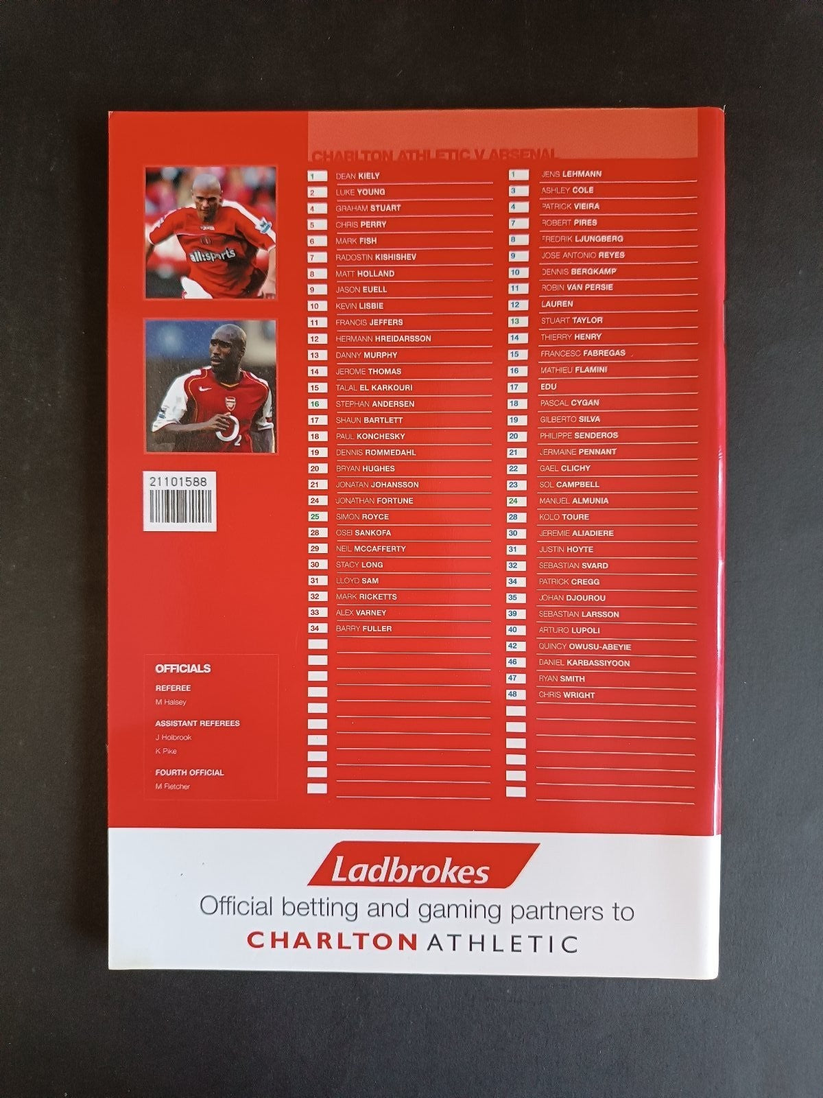 programma calcio Charlton Athletic vs Arsenal 2005