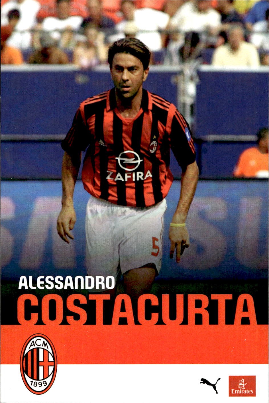 cartolina postcard Calcio Milan sponsor PUMA EMIRATES Alessandro Costacurta