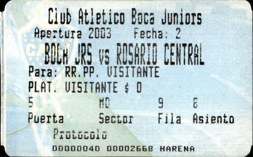 biglietto stadio BOCA JRS VS ROSARIO CENTRAL 541000