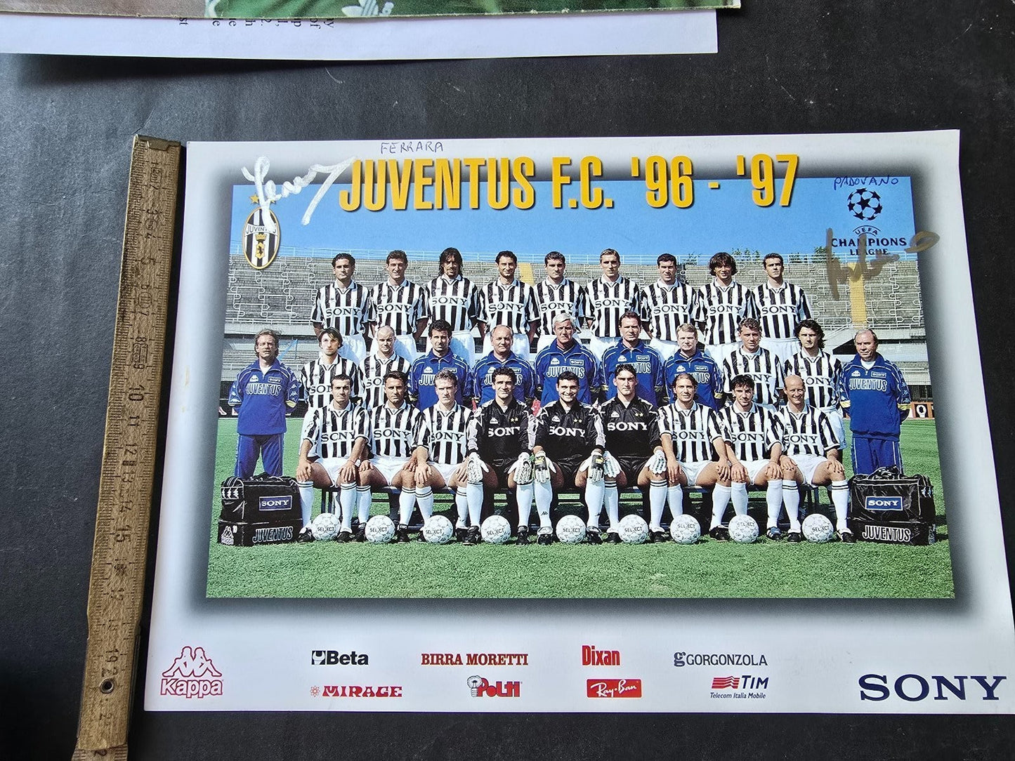 Autografo autograph originale Cartolina Ufficiale Juventus FERRARA e PADOVANO