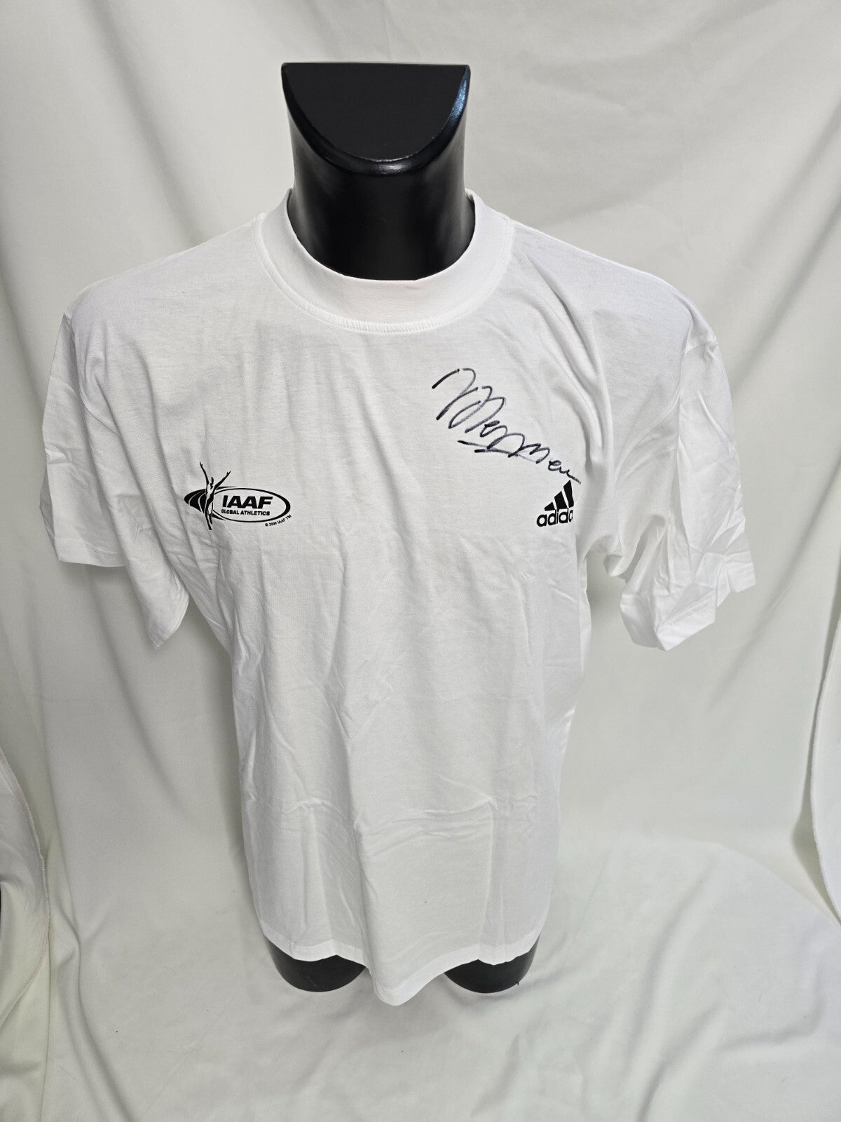 Tshirt Adidas in cotone IAAF world athletic day 2001 autografata Pietro MENNEA