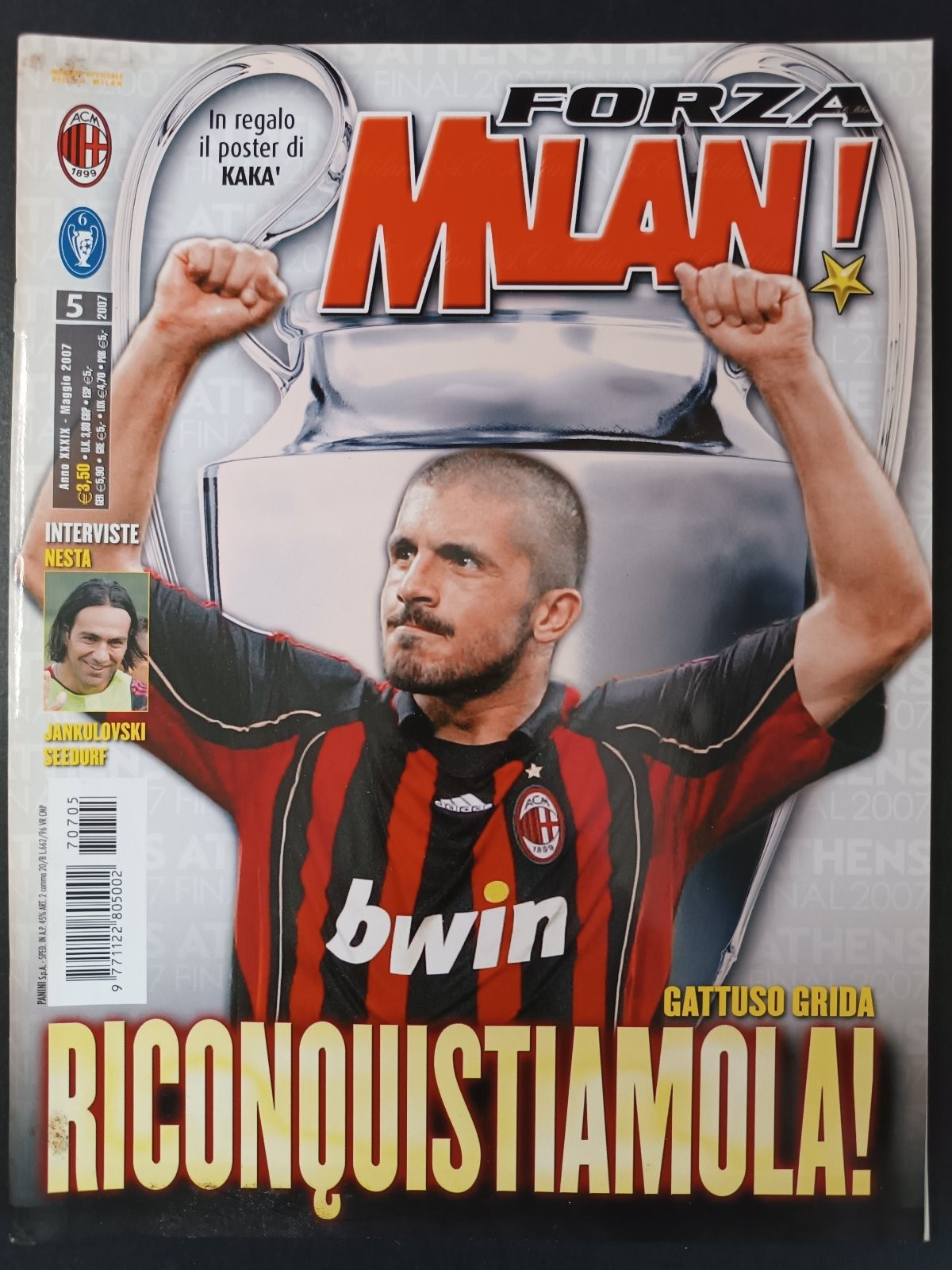 rivista FORZA MILAN - anno 2007 n 5 - Gattuso (con poster)
