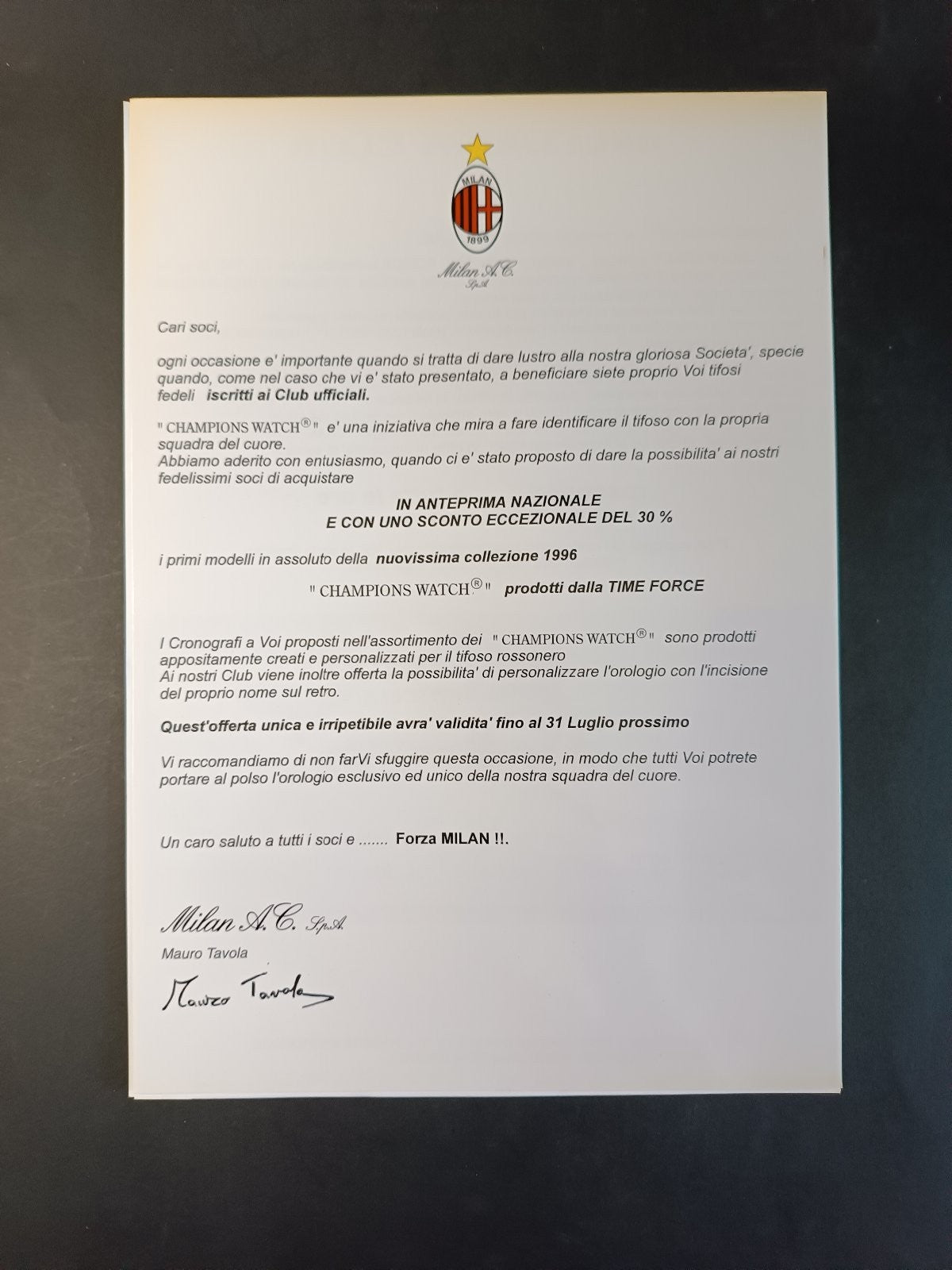 A.C. MIlan 1899 Fascicolo Esclusiva Club