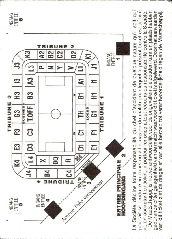 biglietto stadio Anderlecht vs Ajax 1996