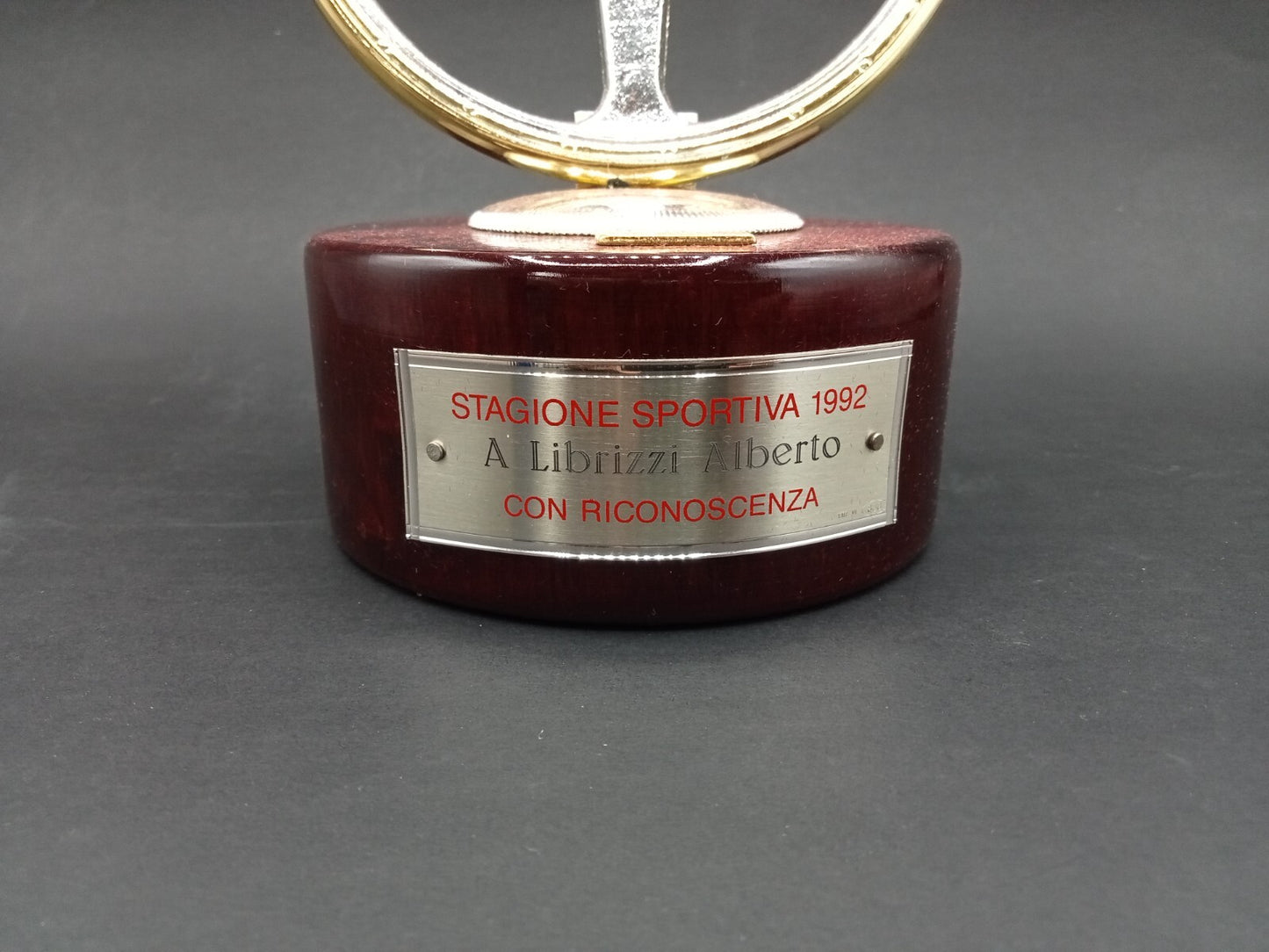 Trofeo Coppa con cofanetto Stagione Sportiva 1992 Librizzi Alberto volante d'oro