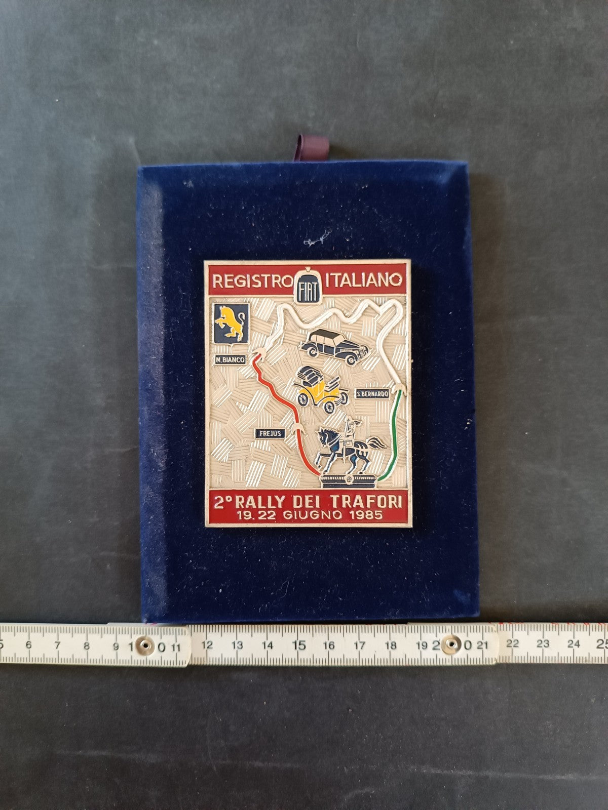 Placca in metallo Fiat 2° Rally dei trafori 1985