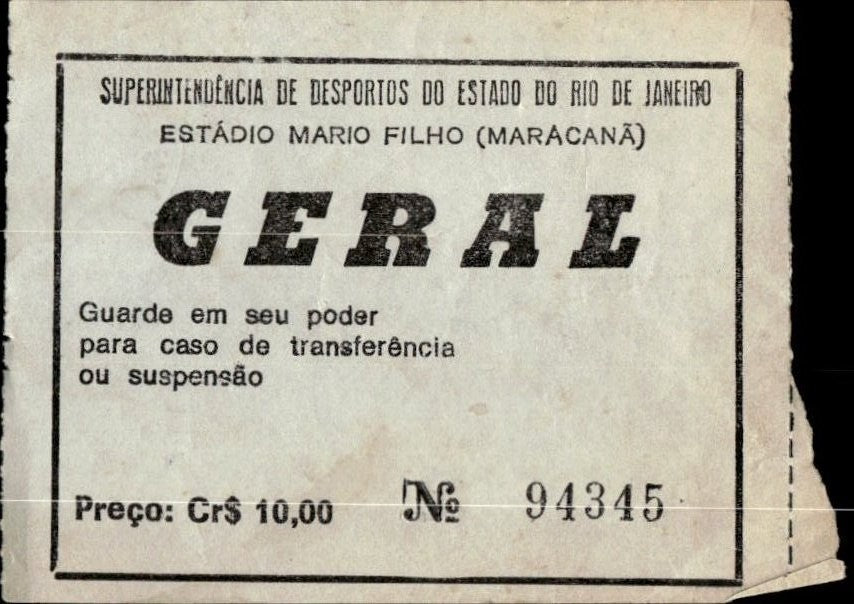 biglietto stadio ESTADIO MARIO FILHO (MARACANA) GENERAL