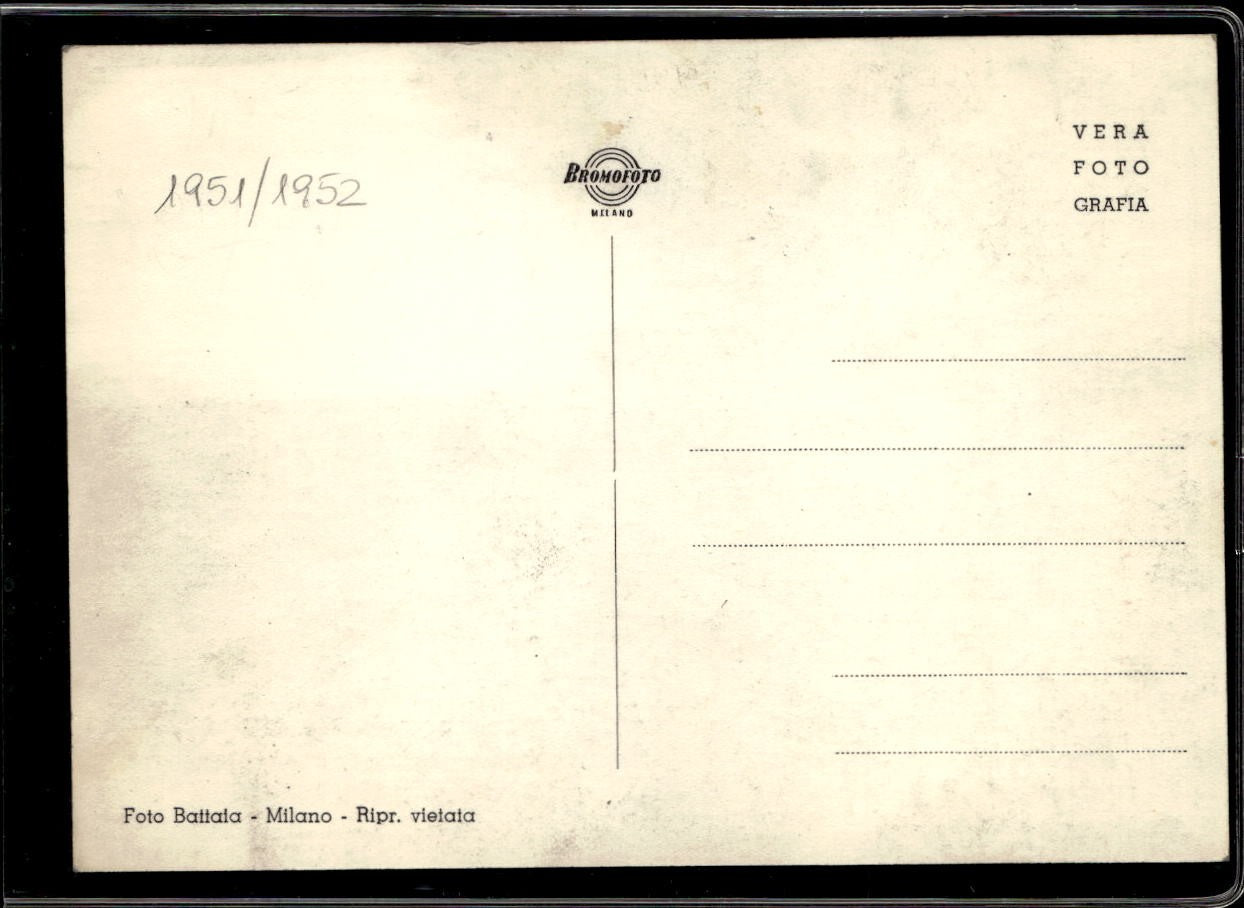 Cartolina Formazione A.C Milan campione d'Italia 1950-1951 autografata
