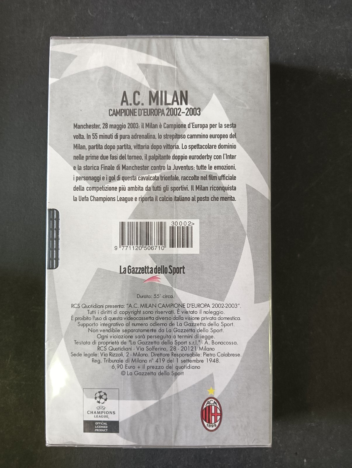 VHS A.C MILAN CAMPIONE D'EUROPA 2002-2003 La Gazetta dello Sport