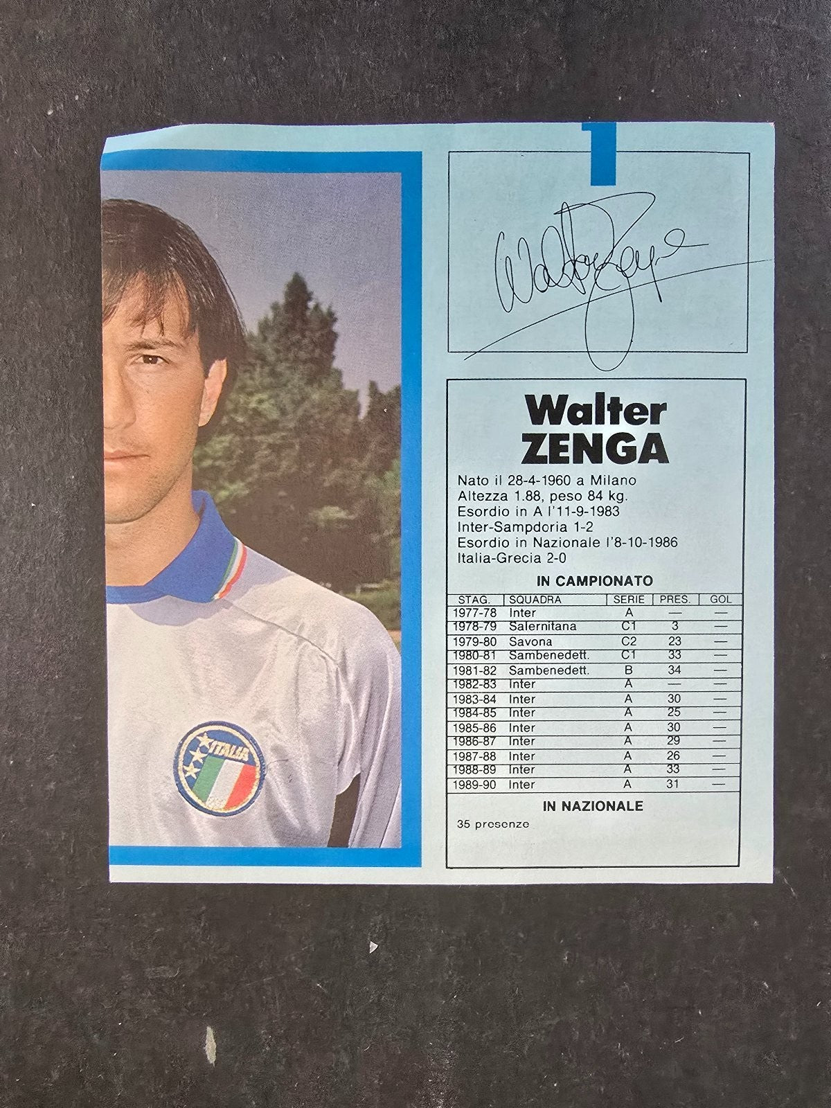 Autografo autograph originale su ritaglio Franco BARESI