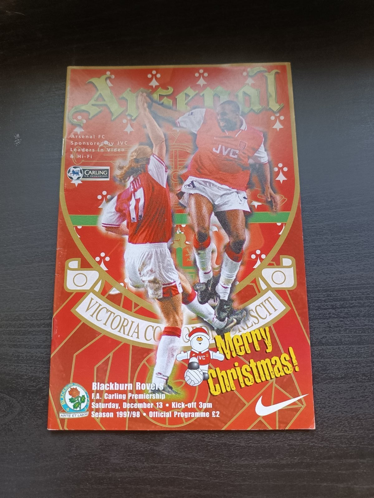 programma calcio Arsenal V Blackburn Rovers 13rd 1997