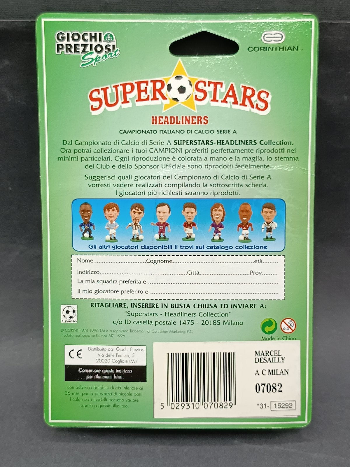 action figure calcio Corinthian Super Stars Headliners Marcel Desailly Milan