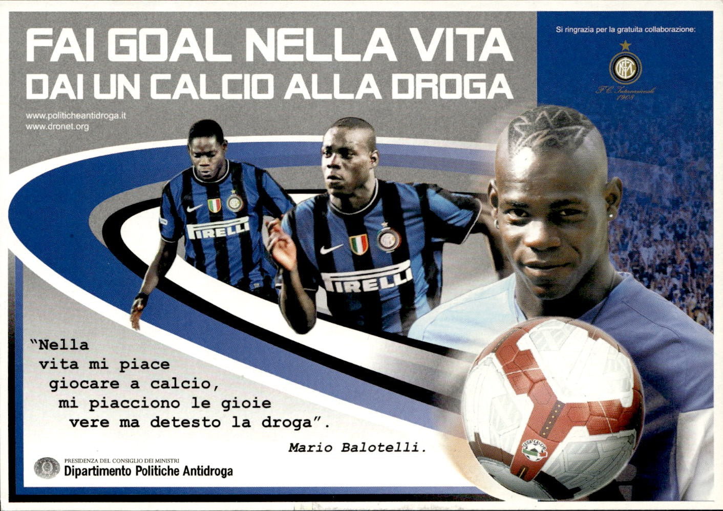 cartolina postcard Calcio Inter Promocard #8987 Balotelli
