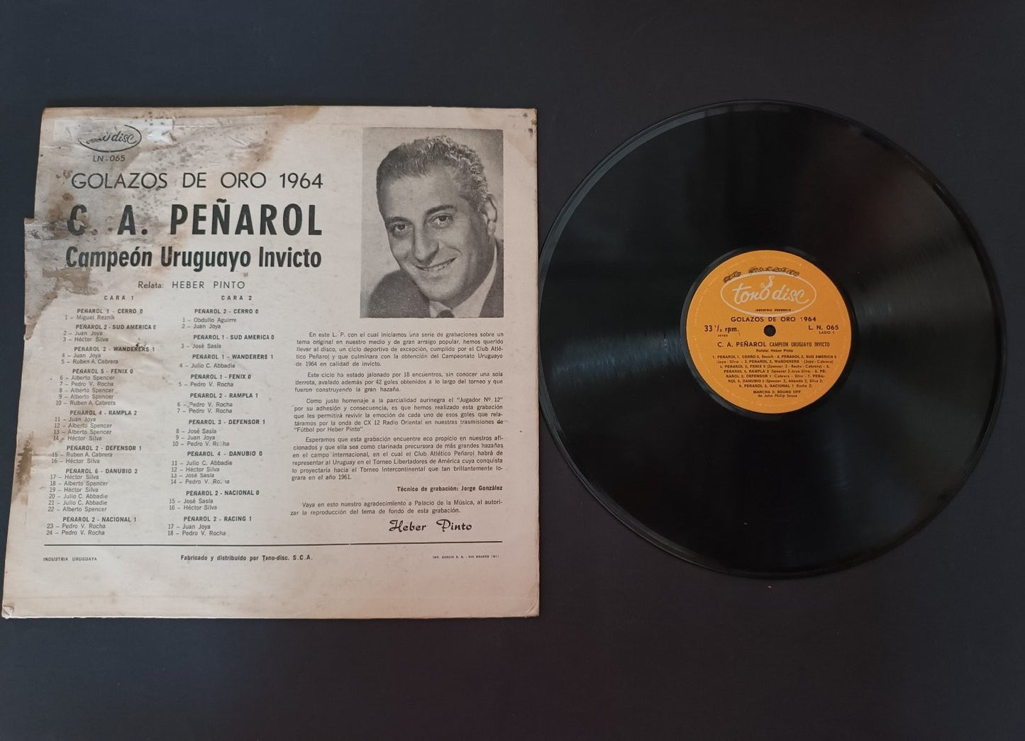 Disco GOLAZOS de Oro 1964 Campe�n Uruguayo C.A. Pe�arol Invicto