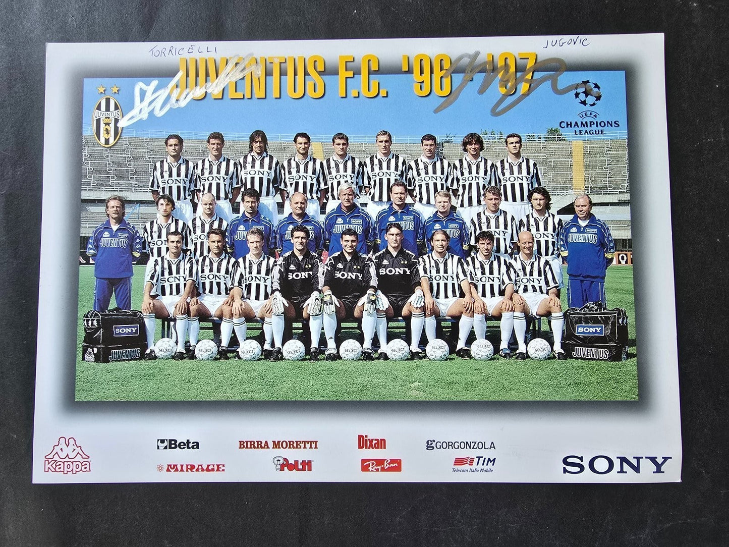 Autografo autograph originale Cartolina Ufficiale Juventus TORRICELLI E JUGOVIC