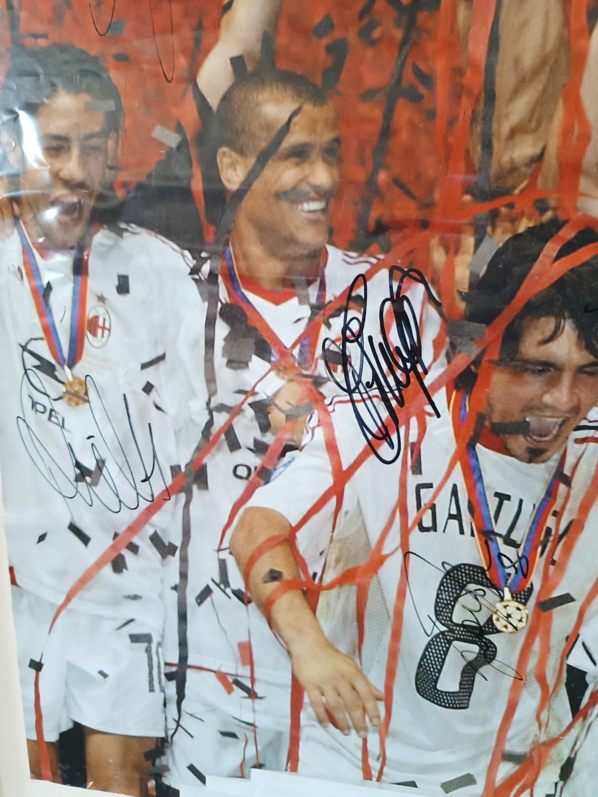 Poster AUTOGRAFATO originale CAMPIONI EUROPA 2002-2003 San Siro museo Arisi