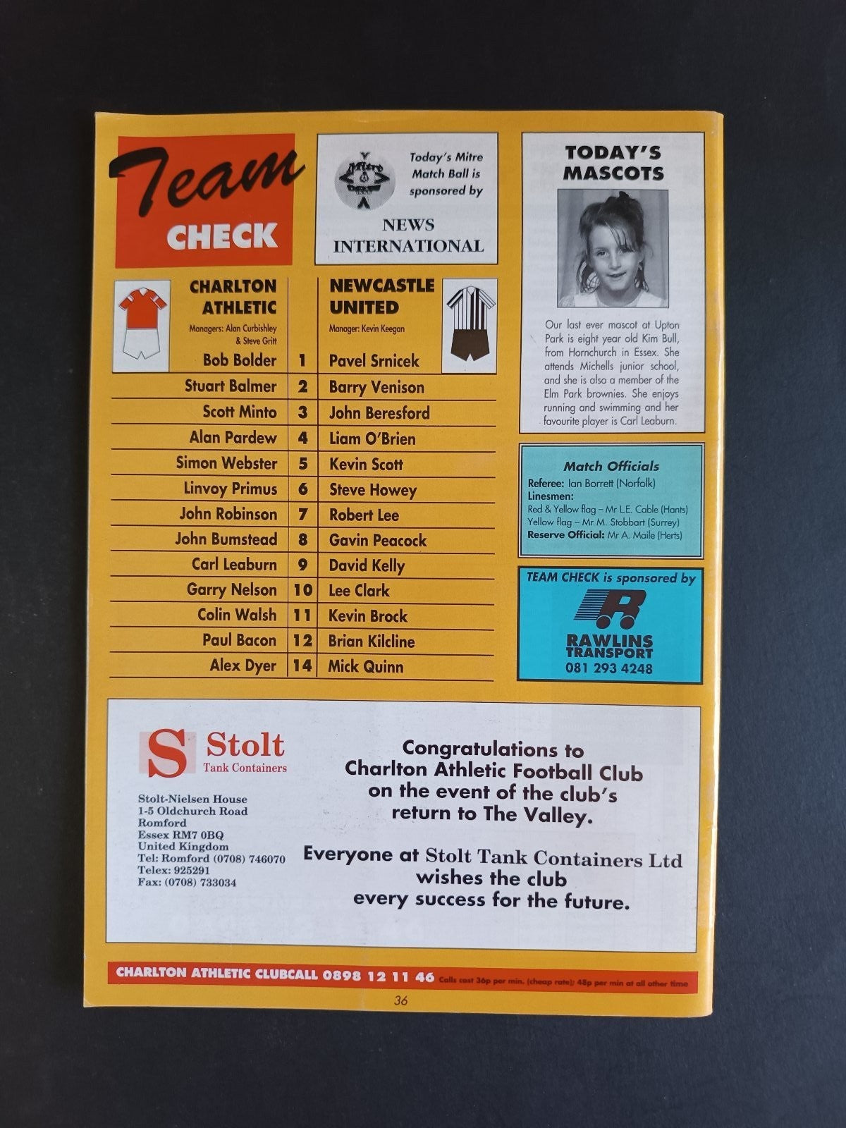 programma calcio Charlton Athletic vs Newcastle United 92