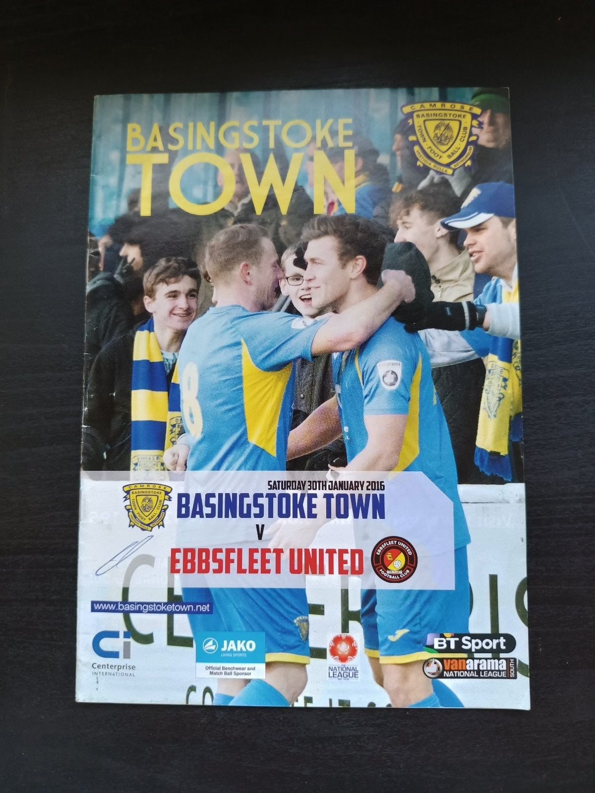 programma calcio Basingstoke Town V Ebbsfleet United 30th 2016