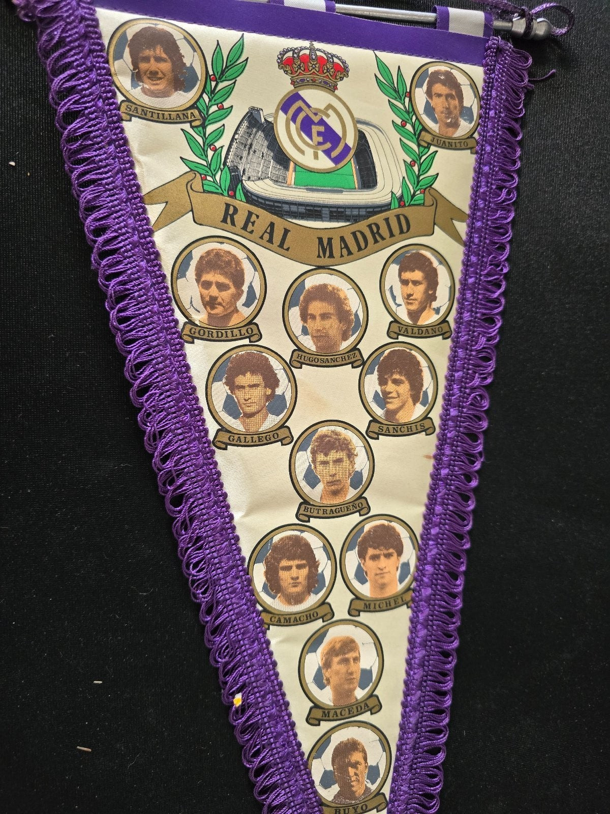 Gagliardetto pennant Banderin Real Madrid foto team anni 80/90