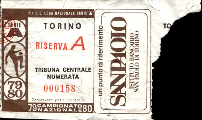 Biglietto stadio Torino Riserva A Campionato Nazionale 79-80