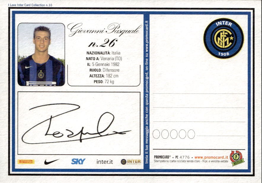 Cartolina calcio calciatore Inter Adriano Leite Ribeiro con autografo stampato