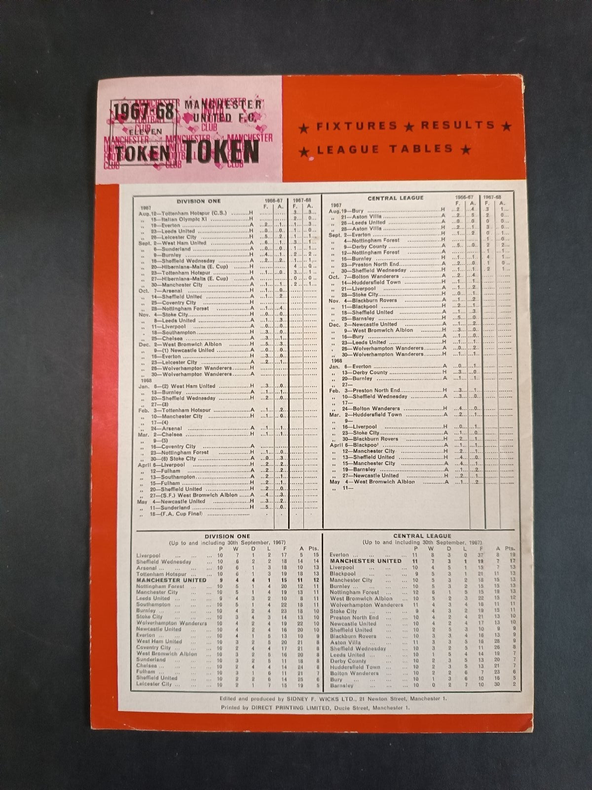 programma MANCHESTER UNITED REVIEW numero 8 anno 1967 Manchester United/Arsenal