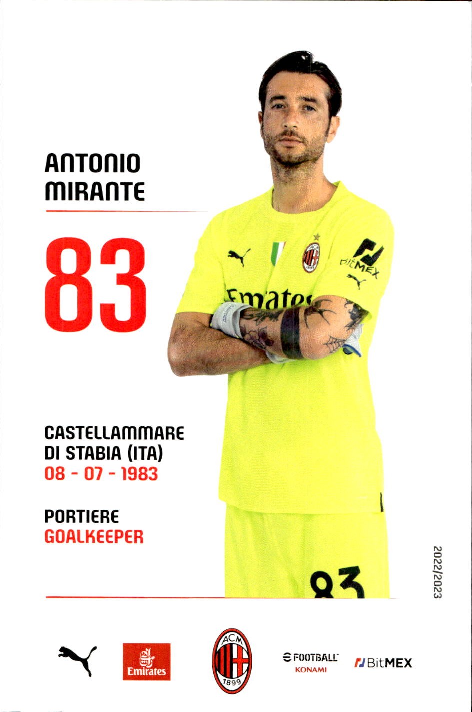 cartolina postcard Calcio Milan 2022/23 - Mirante