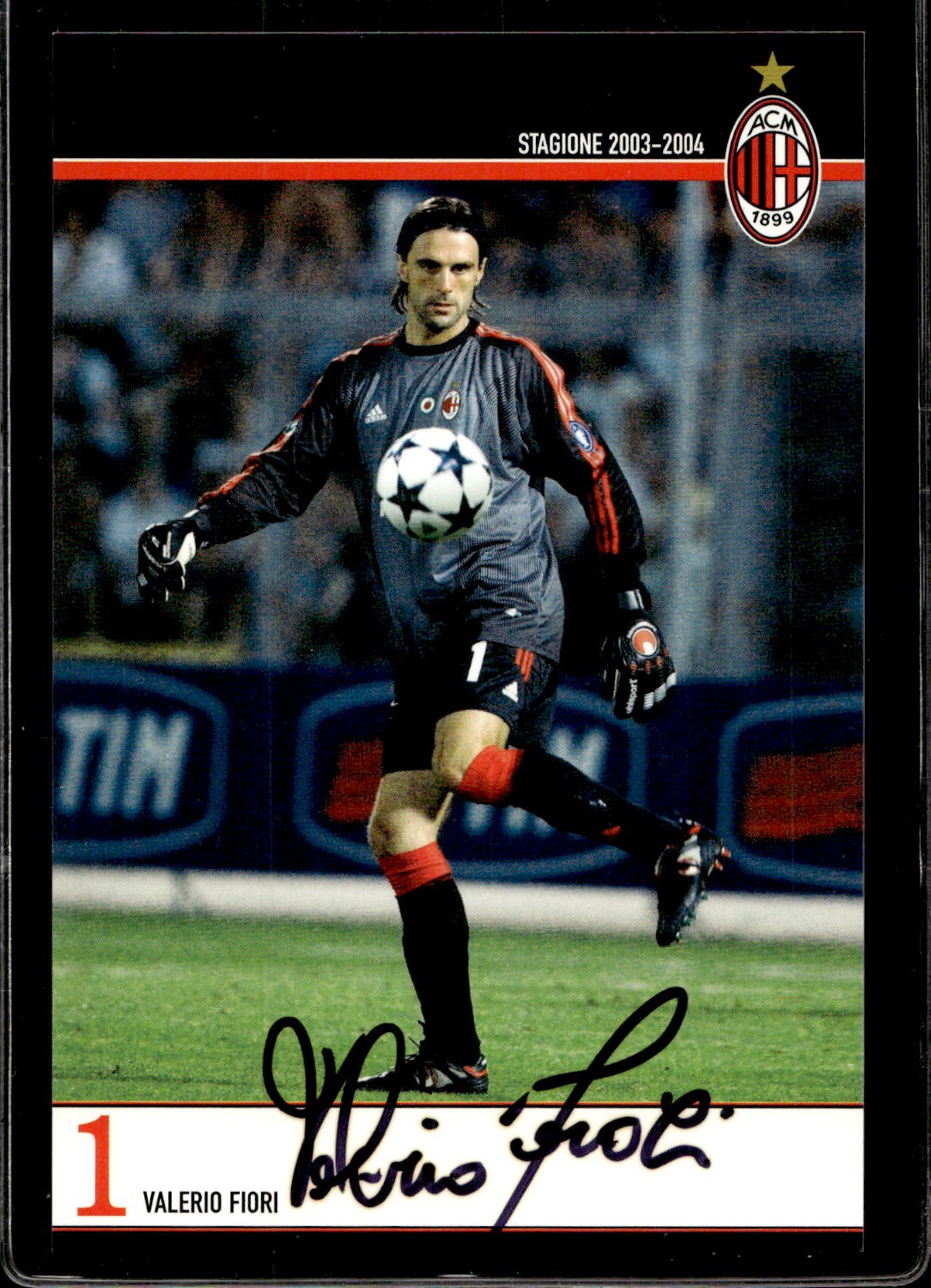 cartolina postcard Calcio Milan con Autografo 2003/04 - Fiori