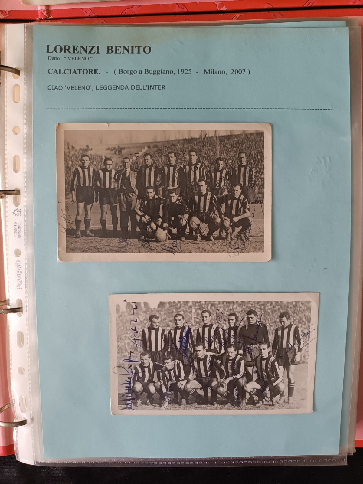 Collezione 314 foto orginali Lorenzi Benito Inter