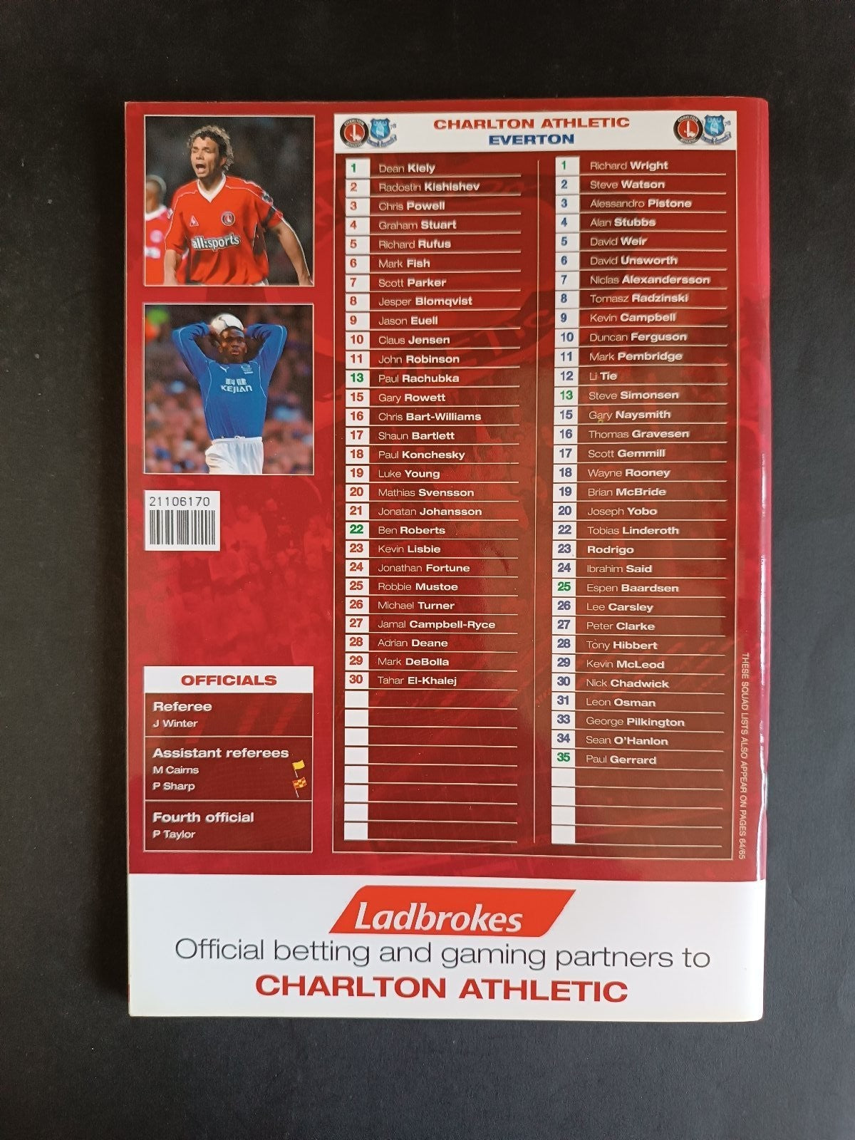 programma calcio Charlton Athletic vs Everton 2003
