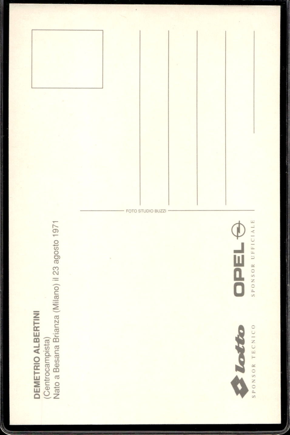 cartolina postcard Calcio Milan con Autografo sponsor LOTTO Albertini