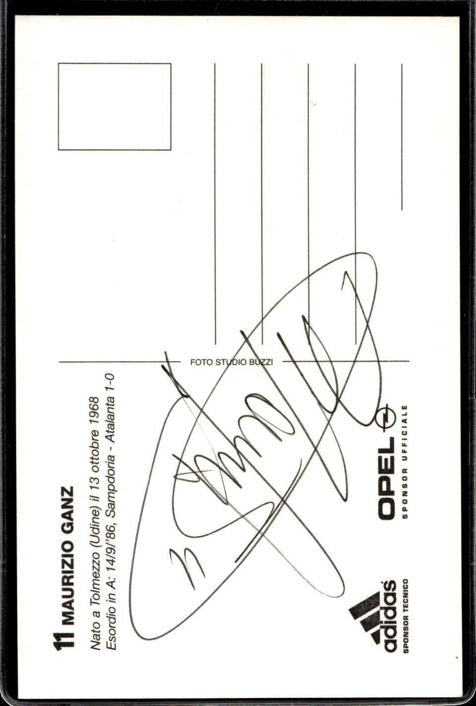 cartolina postcard Calcio Milan sponsor OPEL Maurizio Ganz