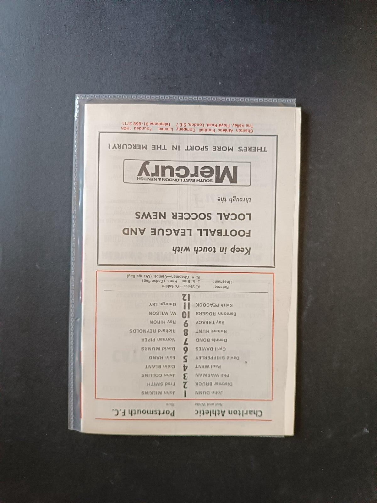 programma calcio Charlton Athletic vs Portsmouth 1972