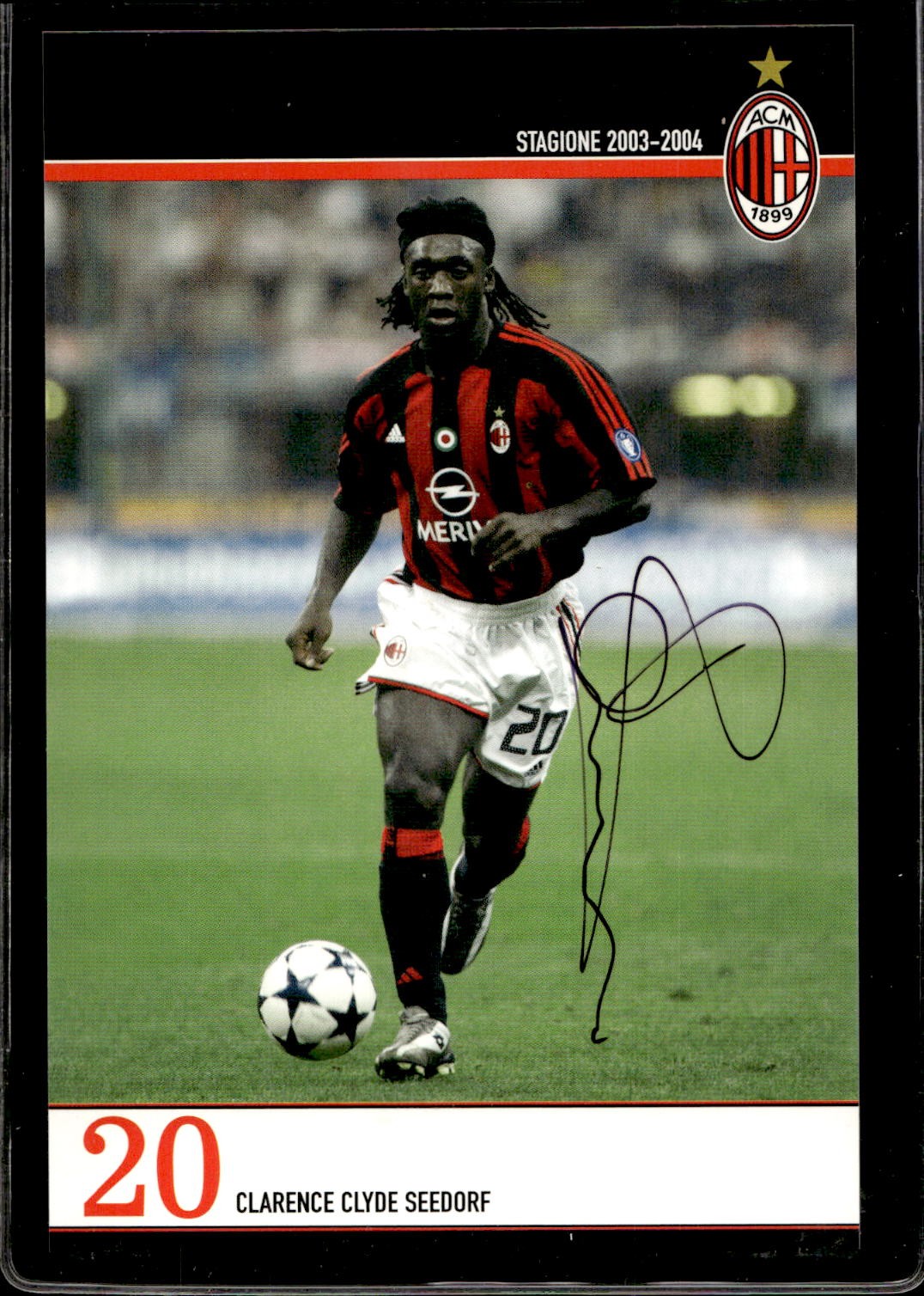 cartolina postcard Calcio Milan con Autografo 2003/04 - Seedorf (2)
