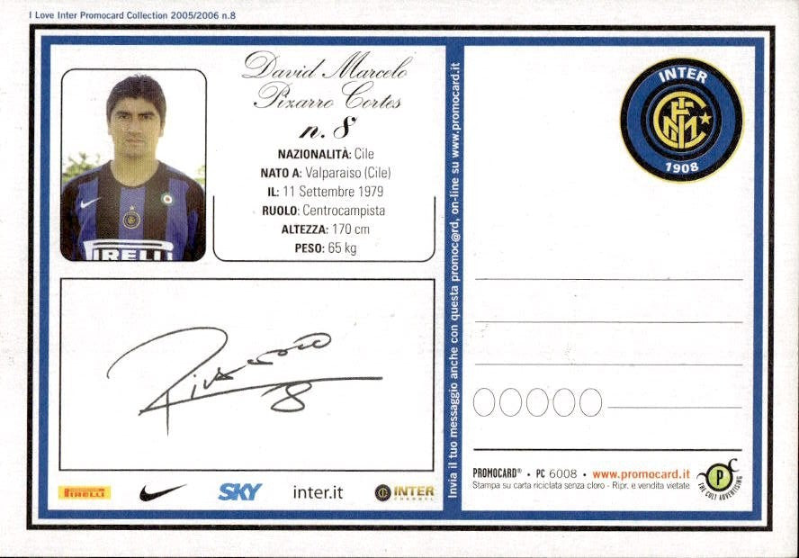 Cartolina calcio calciatore Inter Cristiano Zanetti con autografo stampato