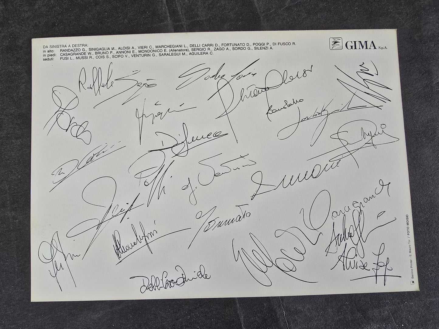 Cartolina Autografi stampati Torino Calcio 1992/93 ufficiale Lotto Beretta