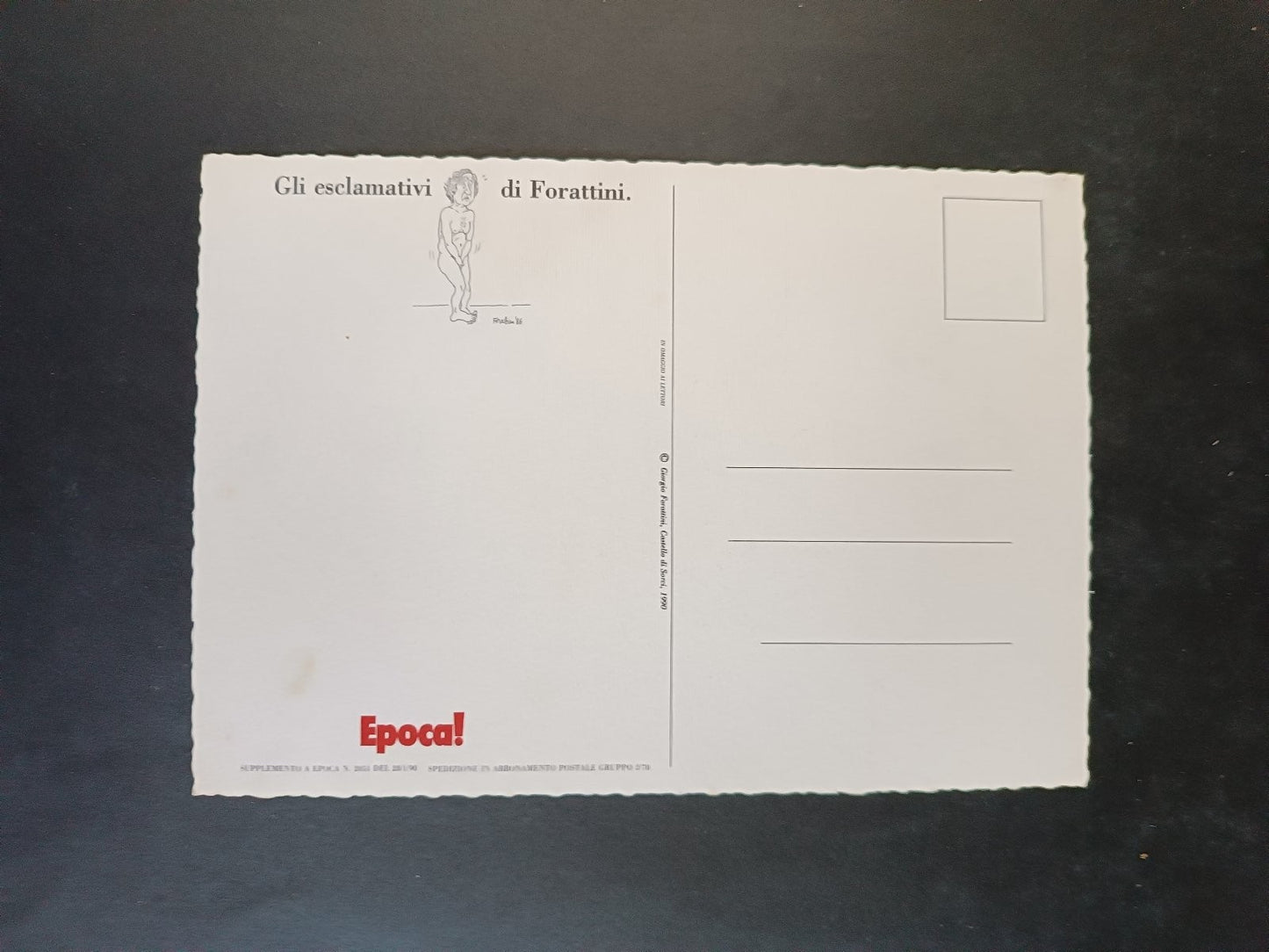 Cartolina Caricatura Silvio Berlusconi maglia Italia Forattini