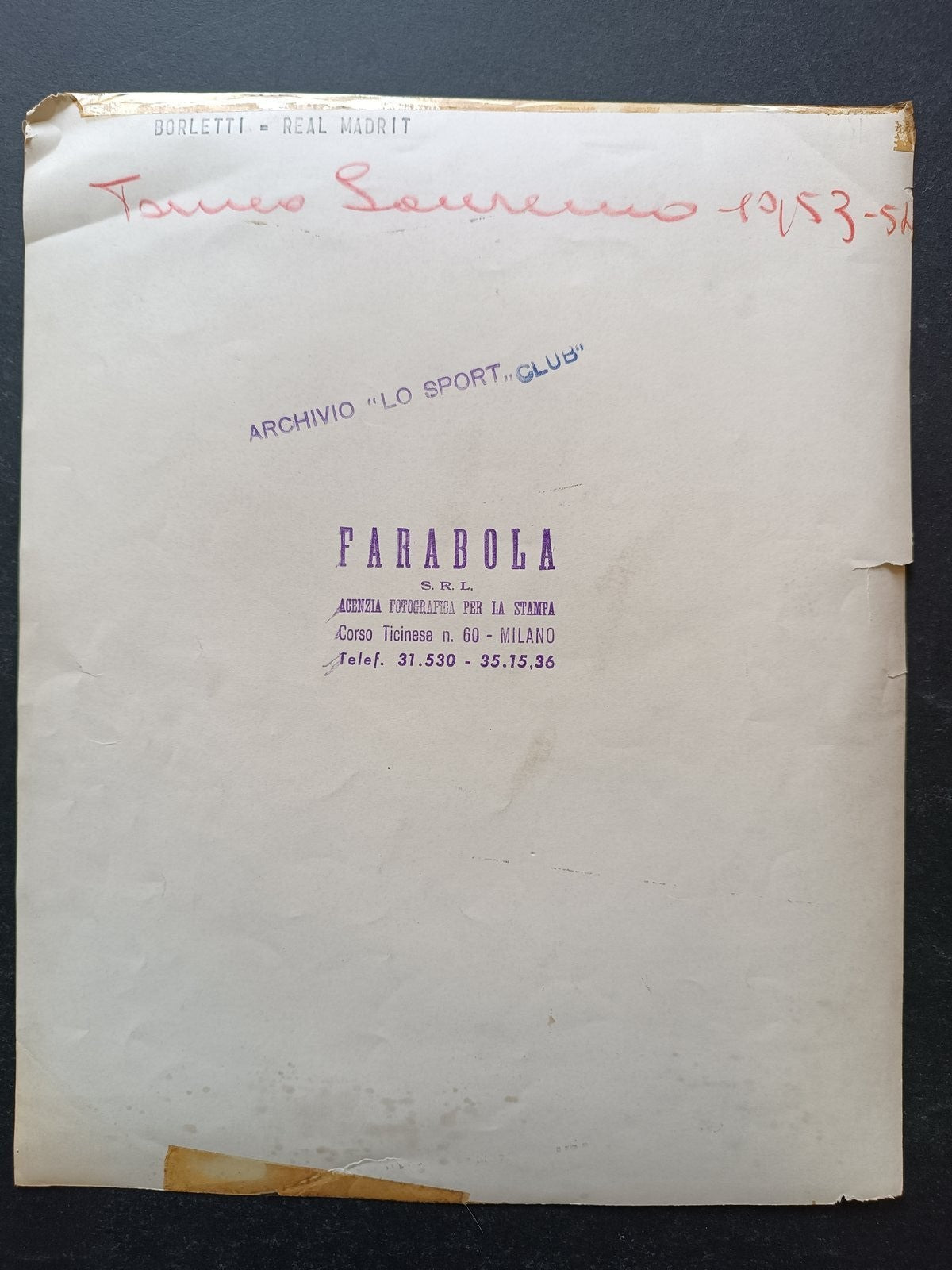 Foto campo Originale Borletti MIlano vs Real Madrid 1953 torneo Sanremo