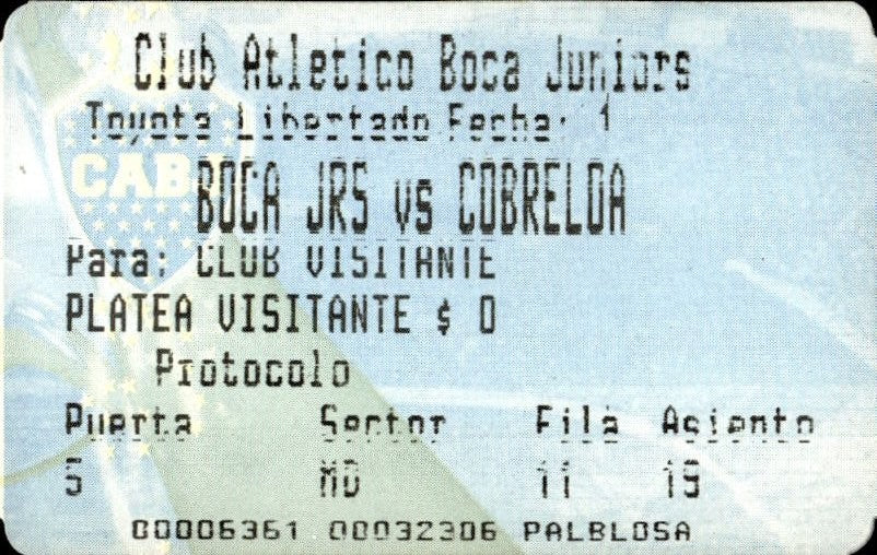 biglietto stadio BOCA JRS VS COBRELOA 502733