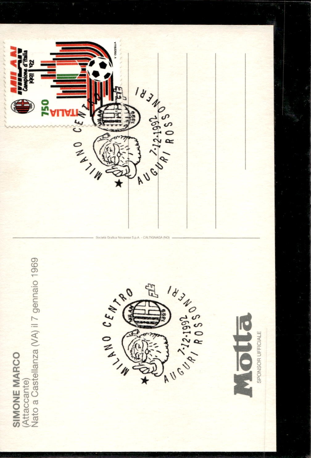 cartolina postcard calcio Milan Marco Simone 1992